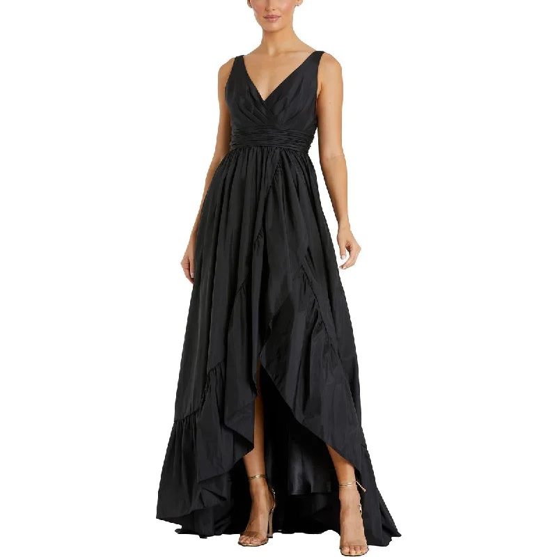 Womens Taffeta Ruffled Evening Dress