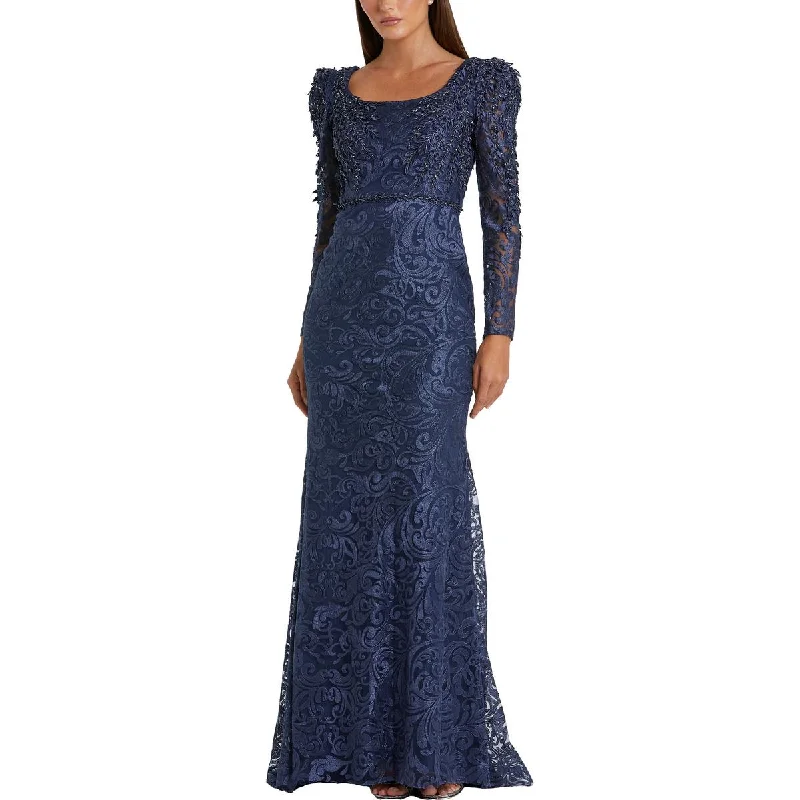 Womens Beaded Trumpet Evening Dress
