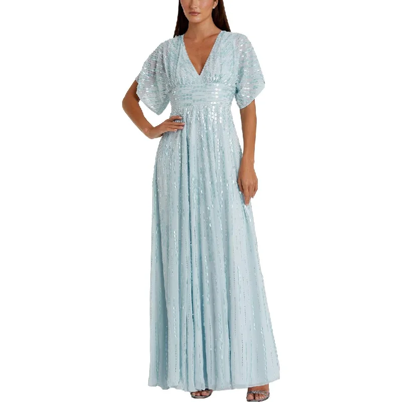 Womens Chiffon Embellished Evening Dress