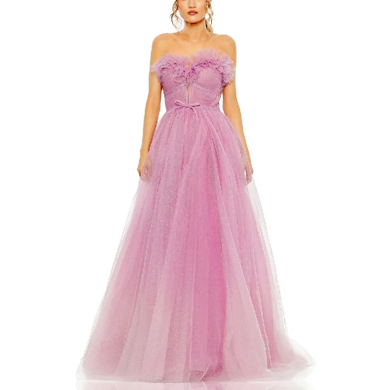 Womens Glitter Strapless Evening Dress