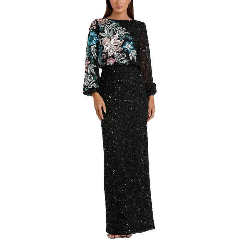 Womens Embellised Blouson Evening Dress