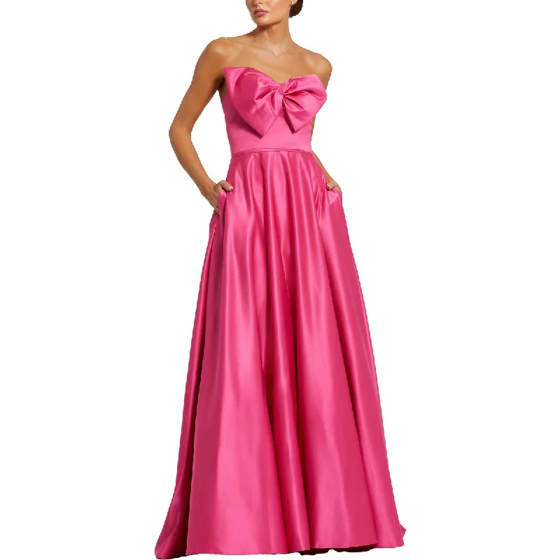 Womens Satin Strapless Evening Dress