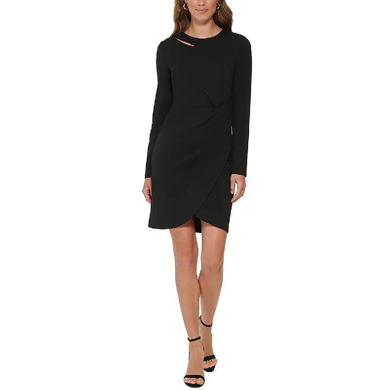 Womens Crepe Cut-Out Sheath Dress