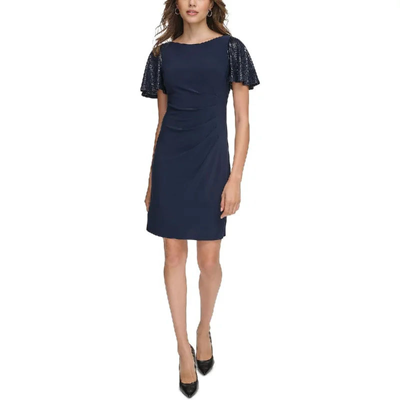 Womens Embellished Above Knee Sheath Dress