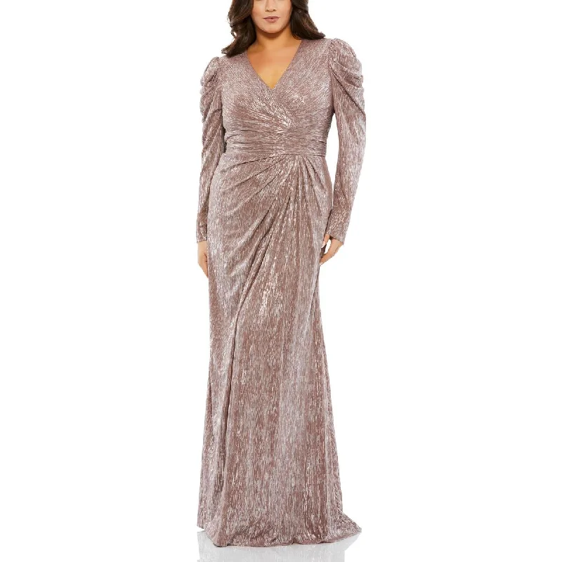Plus Womens Metallic Special Occasion Evening Dress