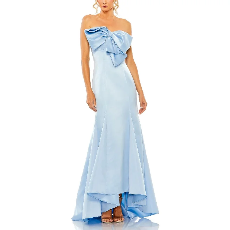 Womens Satin Strapless Evening Dress