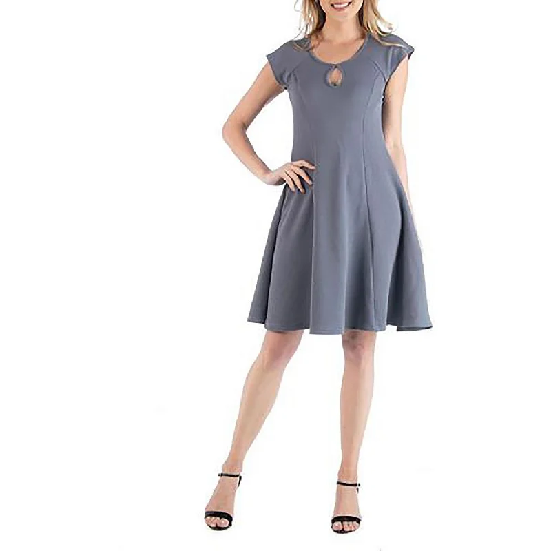Plus Womens Crepe Keyhole Fit & Flare Dress