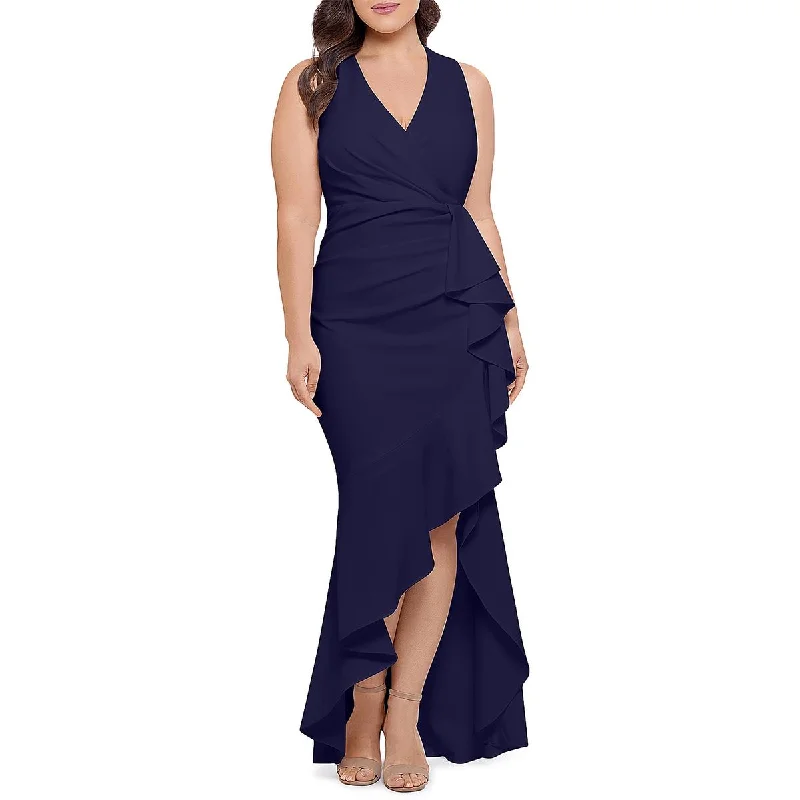 Womens Ruffled Long Evening Dress