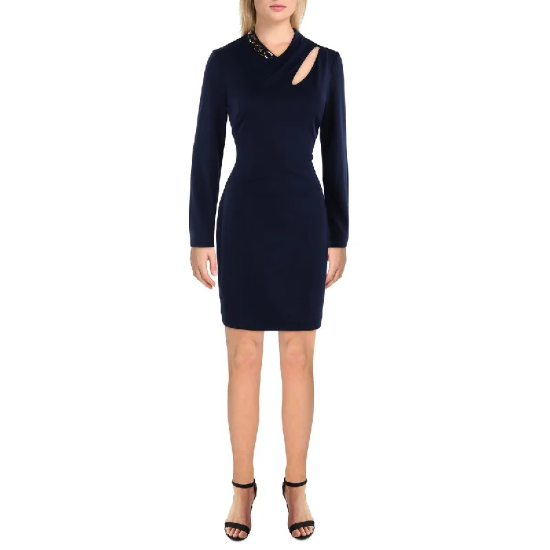 Womens Knit Cut-Out Sheath Dress
