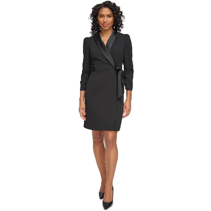 Womens Shawl Collar Side Tie Wear To Work Dress