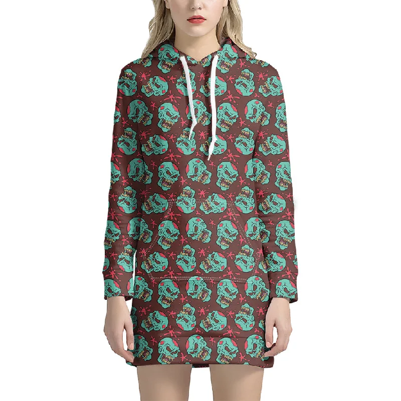 Bloody Zombie Pattern Print Pullover Hoodie Dress