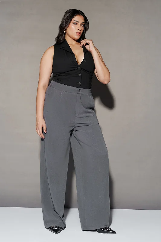 Deep Dusk Curve Pleated Straight Fit Korean Pants Chic Checkered Pants
