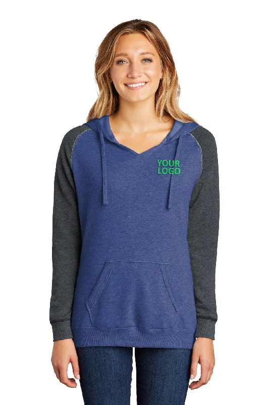 District Ladies Juniors Lightweight Fleece Raglan Hoodies, Heathered Deep Royal/ Heathered Charcoal Hoodie with Relaxed Fit Easy Casual District Ladies Juniors Lightweight Fleece Raglan Hoodies, Heathered Deep Royal/ Heathered Charcoal Hoodie with Relaxed Fit Easy Casual