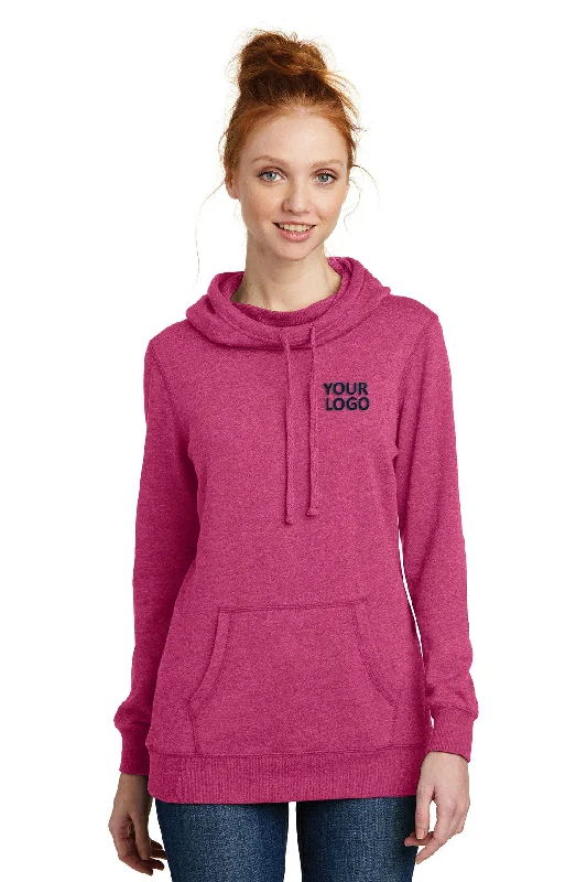 District Made Ladies Lightweight Hoodies, Heathered Pink Azalea Hoodie with Button Placket Classic Preppy District Made Ladies Lightweight Hoodies, Heathered Pink Azalea Hoodie with Button Placket Classic Preppy