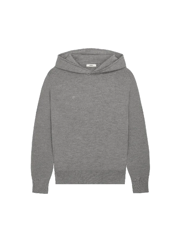 Womens DNA Regenerative Merino Wool Hoodie—grey marl Hoodie with Monochrome Minimalist Simple Womens DNA Regenerative Merino Wool Hoodie—grey marl Hoodie with Monochrome Minimalist Simple