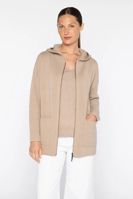 Kinross Cashmere Doubleknit & Rib Zip Hoodie Hoodie with Slit Hem Functional Movement Kinross Cashmere Doubleknit & Rib Zip Hoodie Hoodie with Slit Hem Functional Movement
