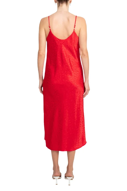 Emma & Michele Spaghetti Strap Cowl Neck Bias Slip Satin Dress by Curated Brands