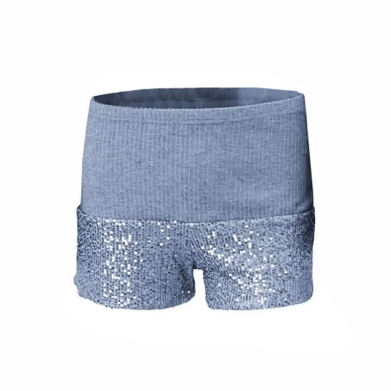 Glitter patchwork textured low rise short pant Classic Stretch Pants