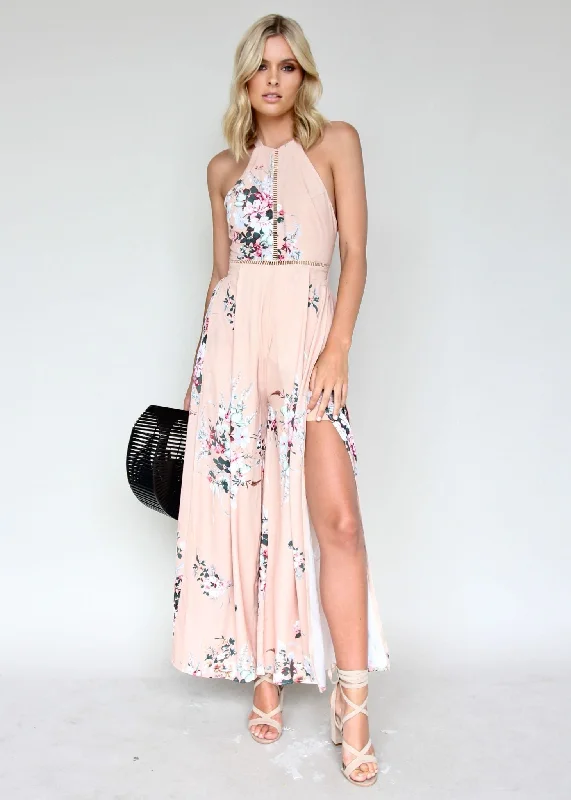 Heart Of Glass Pantsuit - Nude Garden Trendy Printed Pants