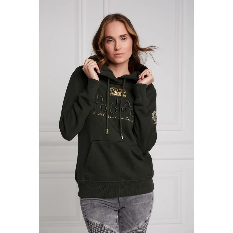 Holland Cooper Heritage Ladies Hoodie - Racing Green Hoodie with Contrast Stitching Detailed Premium Holland Cooper Heritage Ladies Hoodie - Racing Green Hoodie with Contrast Stitching Detailed Premium