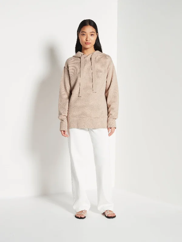 JHL Luxe Hoodie (Cotton Cashmere) Biscuit Marle Hoodie with Batwing Sleeves Loose Dramatic JHL Luxe Hoodie (Cotton Cashmere) Biscuit Marle Hoodie with Batwing Sleeves Loose Dramatic