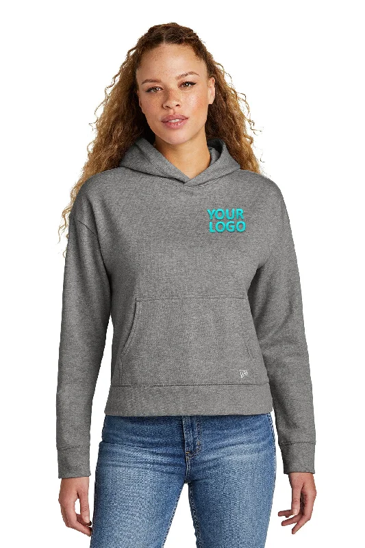 New Era Ladies Comeback Fleece Customized Hoodies, Dark Heather Grey Hoodie with Front Slit Layering Stylish New Era Ladies Comeback Fleece Customized Hoodies, Dark Heather Grey Hoodie with Front Slit Layering Stylish