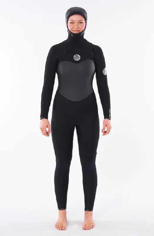 Ripcurl Ladies Flashbomb 6/4Mm Hooded Wetsuit - Black Hoodie with Cropped Fit Short Trendy Ripcurl Ladies Flashbomb 6/4Mm Hooded Wetsuit - Black Hoodie with Cropped Fit Short Trendy
