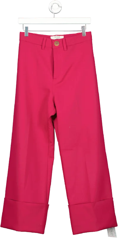 Sea New York Red Wide Turn Up Pants UK S Cozy Jogger Leggings