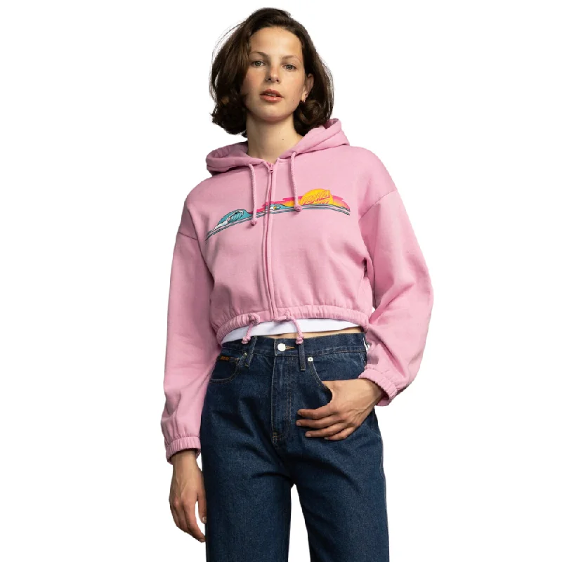 Womens Sunrise Dot Zip Hoodie Fondant Pink Hoodie with Hidden Zipper Minimalist Clean
