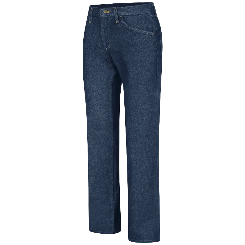 Red Kap Women's Straight Fit Jean -Prewashed Denim Chic Rolled Cuff Denim Jeans