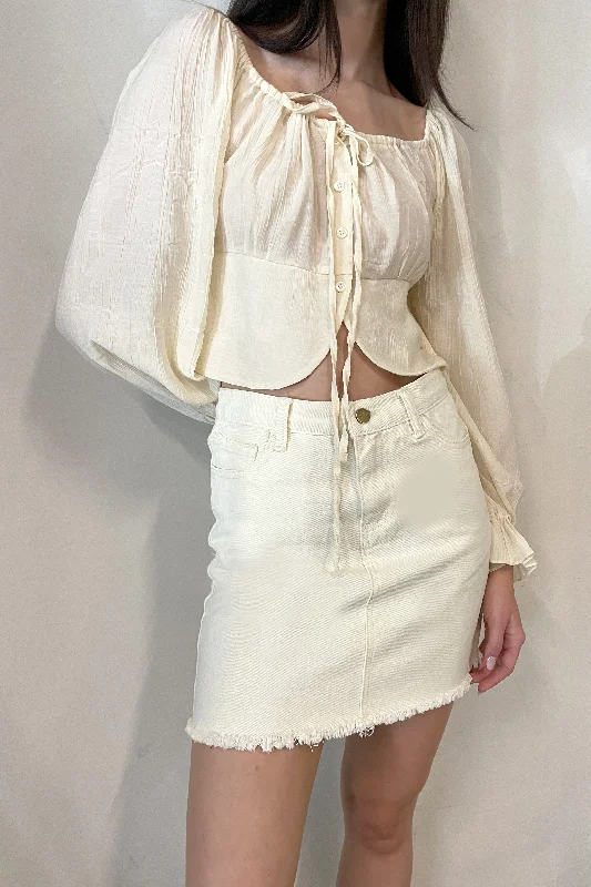 IVORY DENIM MINI SKIRT boho skirt vibe