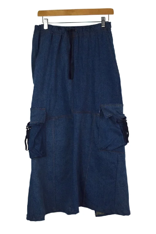 Reworked Denim Cargo Skirt wool skirt thick
