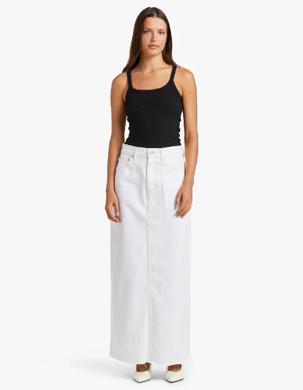 Hudson Maxi Skirt - Geisha White wool skirt breathable