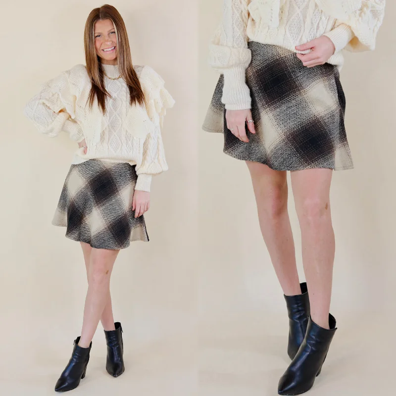 Fireside Talks Plaid Skirt in Black Mix corduroy skirt textured