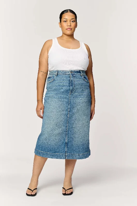 LIN PLUS - DENIM SKIRT | ROCKAWAY flowy skirt hem