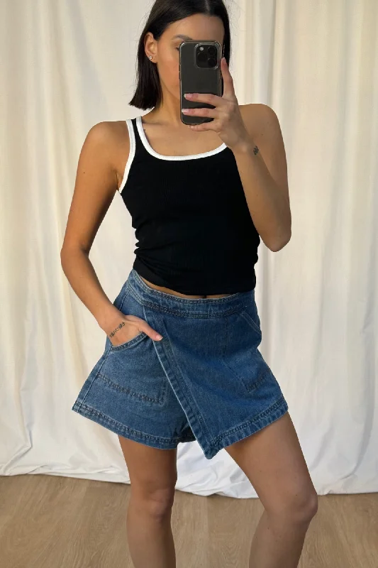 Rosemary Denim Skort Blue corduroy skirt durable