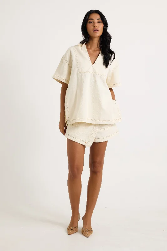 Rosemary Denim Skort Butter elastic waist skirt