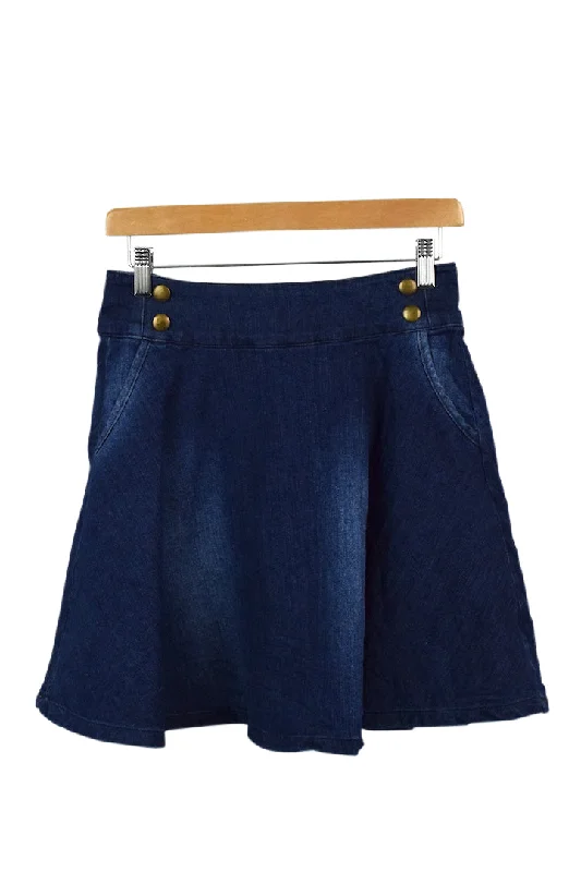 Reworked Denim Mini Skirt wool skirt sturdy