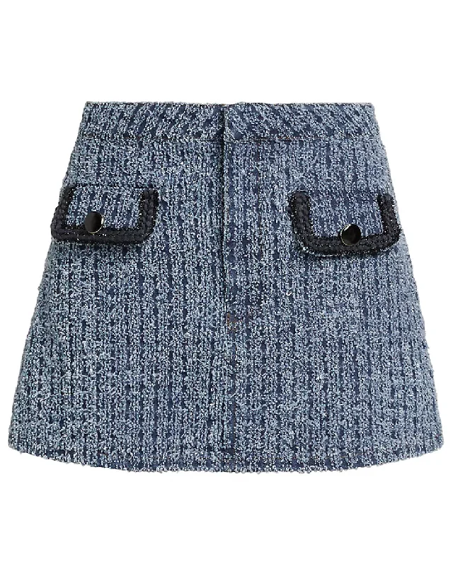Blue Tweed and Denim Mini Skirt breathable skirt fabric