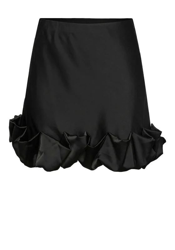 Y.A.S Flo Ruffle Hem Mini Skirt, Black corduroy skirt durable